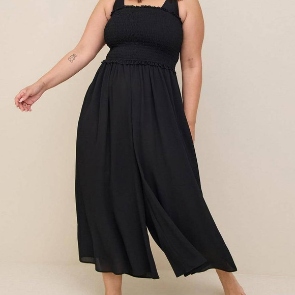 torrid Swim Torrid Swim Cover Jumpsuit Wide Leg Smocked Midi
